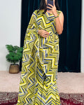 Elegant Lemon Yellow 1-Minute Ready To Wear Georgette Gown Saree