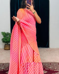 Pretty Pink 1-Minute Ready To Wear Georgette Gown Saree