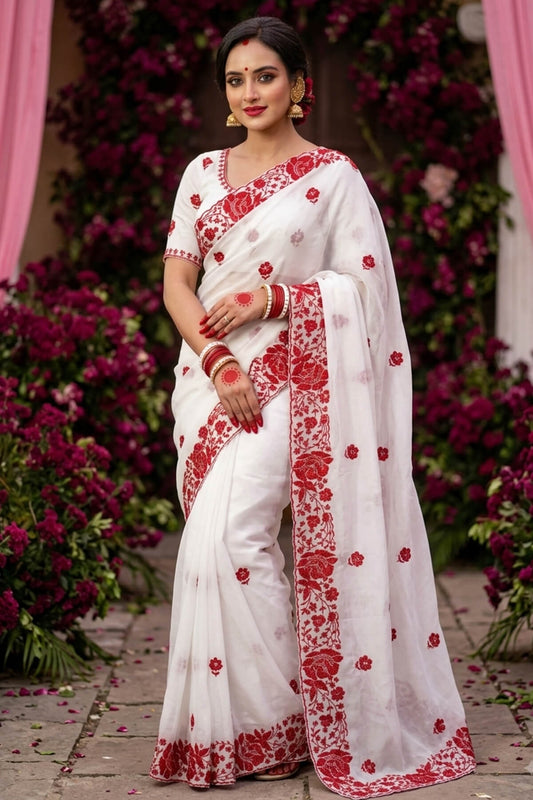 Susurrous Off White Rangoli Silk Sequence Embroidery Work Saree