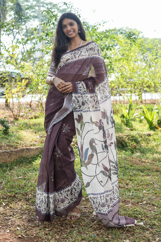 Mellifluous Brown 1-Minute Ready To Wear Cotton Saree