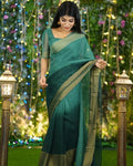 Transcendent 1-Minute Ready To Wear Green Chiffon Silk Saree