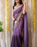 Surreptitious 1-Minute Ready To Wear Lavender Chiffon Silk Saree
