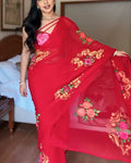 Forbearance 1-Minute Ready To Wear Red Georgette Saree