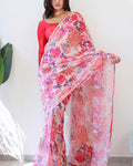 Magnificat 1-Minute Ready To Wear Pink Georgette Saree