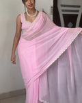 Dissemble 1-Minute Ready To Wear Pink Georgette Saree