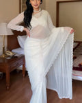 Exquisite 1-Minute Ready To Wear White Georgette Saree