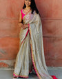 Precious Beige Tissue Silk Saree With Beautiful Blouse Piece