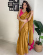 Petrichor Mustard Tissue Silk Saree With Pleasurable Blouse Piece