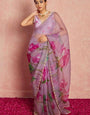 Demanding 1-Minute Ready To Wear Lavender Organza Silk Saree