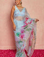 Opulent 1-Minute Ready To Wear Sky Organza Silk Saree
