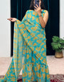 Trendy Turquoise 1-Minute Ready To Wear Georgette Gown Saree