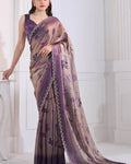Enamoring Purple Jarkan Work Fandy Silk Saree