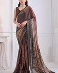 Scintillating Brown Jarkan Work Fandy Silk Saree