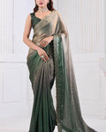Woebegone Green Jarkan Work Fandy Silk Saree