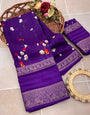 Demanding Purple Digital Printed Dola Silk Saree With Pleasant Blouse Piece