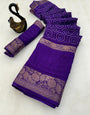 Staring Purple Digital Printed Dola Silk Saree With Engrossing Blouse Piece