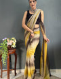 Pleasant 1-Minute Ready To Wear Yellow Georgette Saree