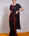 Intricate Black And Red Georgette Sequence Work Saree