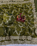 Innovative Green Fandy Silk Sequence Embroidery Work Saree