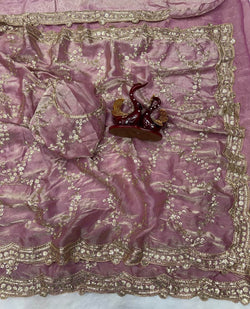 Dissemble Lavender Fandy Silk Sequence Embroidery Work Saree