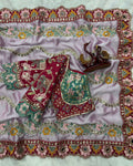 Adorable Lavender Rangoli Silk Sequence Embroidery Work Saree With Stitched Blouse