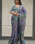 Preferable Multicolor Chinon Silk Printed Mirror Work Saree