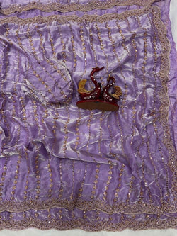 Jazzy Lavender Fandy Silk Sequence Embroidery Work Saree