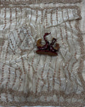 Ailurophile Off White Fandy Silk Sequence Embroidery Work Saree