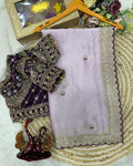 Sizzling Baby Pink Rangoli Silk Sequence Embroidery Work Saree With Stitched Blouse