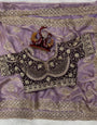 Lagniappe Lavender Fendy Silk Sequence Embroidery Work Saree With Stitched Blouse