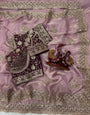 Eloquence Pink Fendy Silk Sequence Embroidery Work Saree With Stitched Blouse