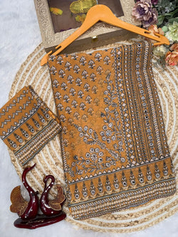 Forbearance Mustard Georgette Silk Printed Embroidery Mirror Work Saree