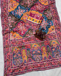 Embrocation Multicolor Chinon Silk Printed Mirror Work Saree