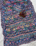Vibrant Multicolor Chinon Silk Printed Mirror Work Saree