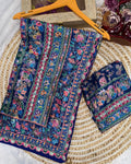 Vibrant Multicolor Chinon Silk Printed Mirror Work Saree