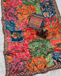 Whimsical Multicolor Chinon Silk Printed Mirror Work Saree