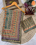 Smashing Multicolor Chinon Silk Printed Mirror Work Saree