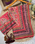 Fantabulous Multicolor Chinon Silk Printed Mirror Work Saree