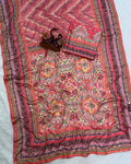 Fantabulous Multicolor Chinon Silk Printed Mirror Work Saree
