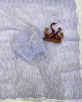 Rhapsodic Lavender Soft Net Sequence Embroidery Work Saree
