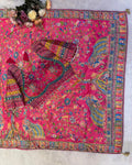 Desultory Dark Pink Chinon Silk Printed Mirror Work Saree With Full Stitched Blouse