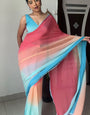 Stunning 1-Minute Ready To Wear Multi Color Georgette Saree