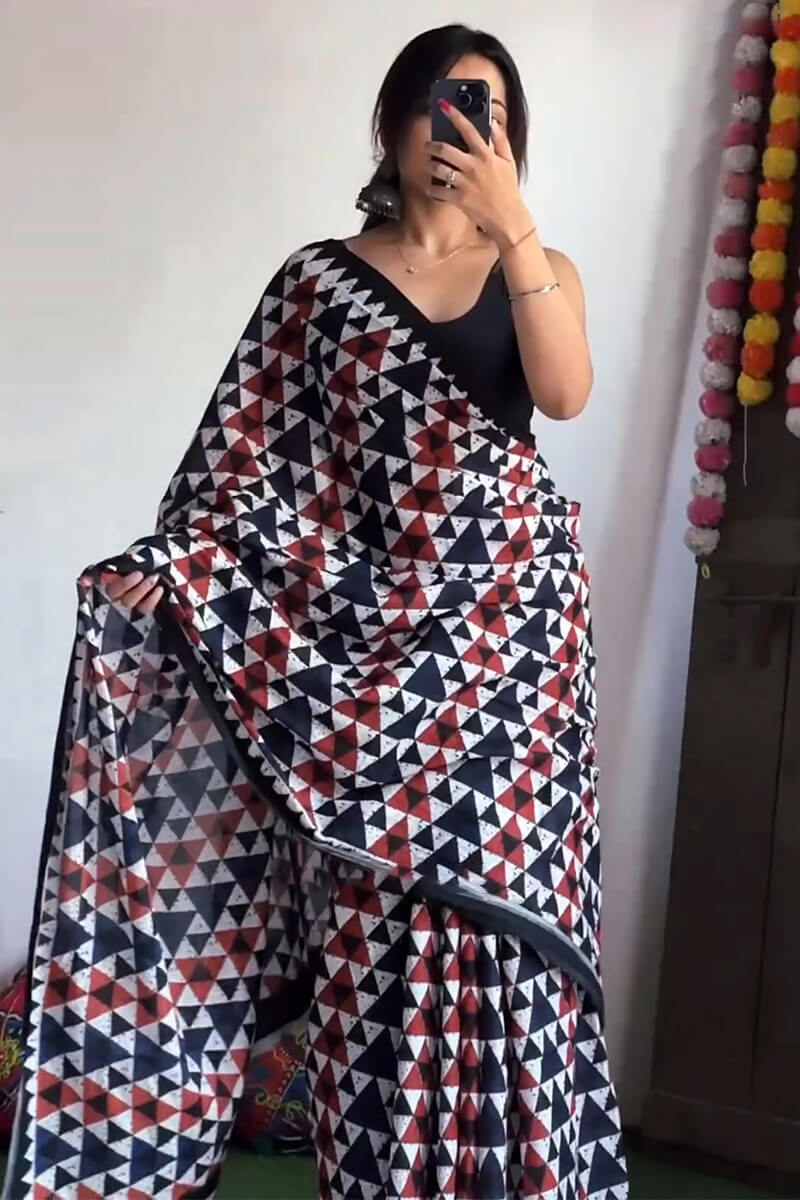 Luminous 1-Minute Ready To Wear Multicolor Cotton Saree