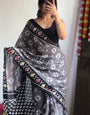 Elegant 1-Minute Ready To Wear Grey Cotton Saree