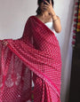 Trendy 1-Minute Ready To Wear Dark Pink Cotton Saree