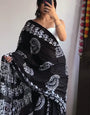 Ineffable 1-Minute Ready To Wear Black Cotton Saree