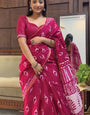 Nebula 1-Minute Ready To Wear Dark Pink Cotton Saree