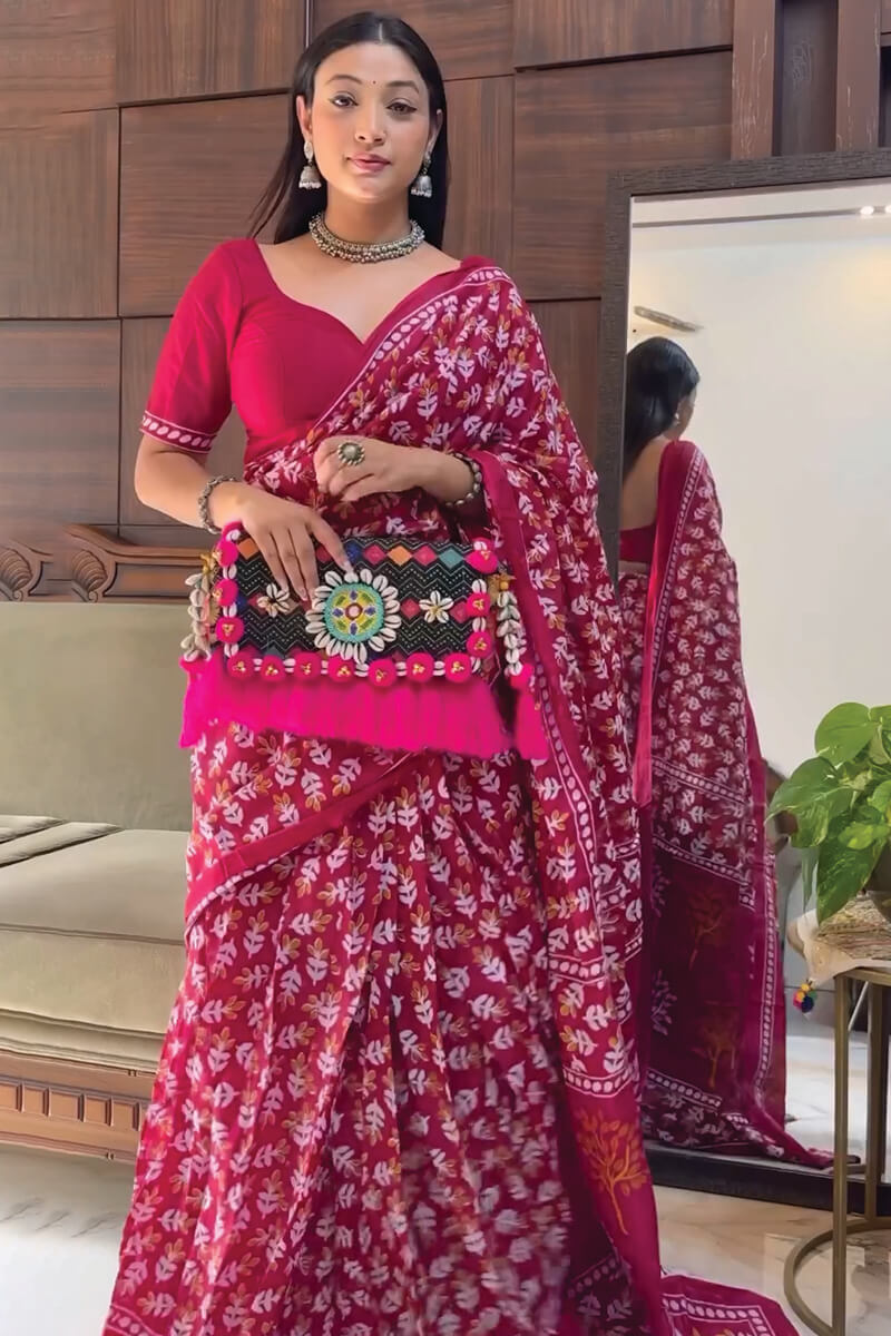 Marvellous 1-Minute Ready To Wear Dark Pink Cotton Saree