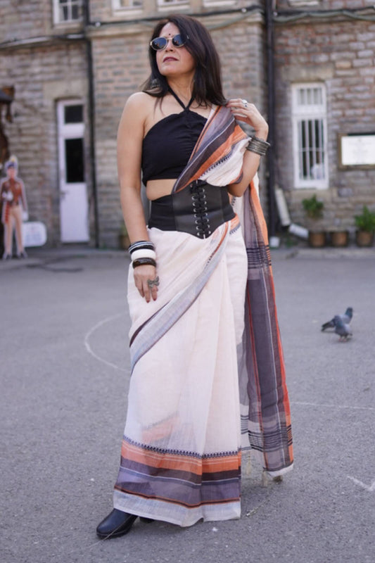 Wonderful Beige 1-Minute Ready To Wear Cotton Saree