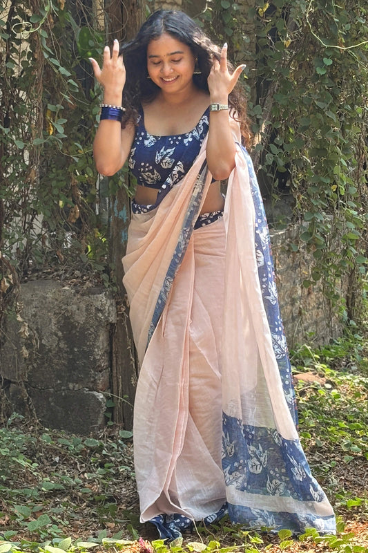 Supernal Beige 1-Minute Ready To Wear Cotton Saree